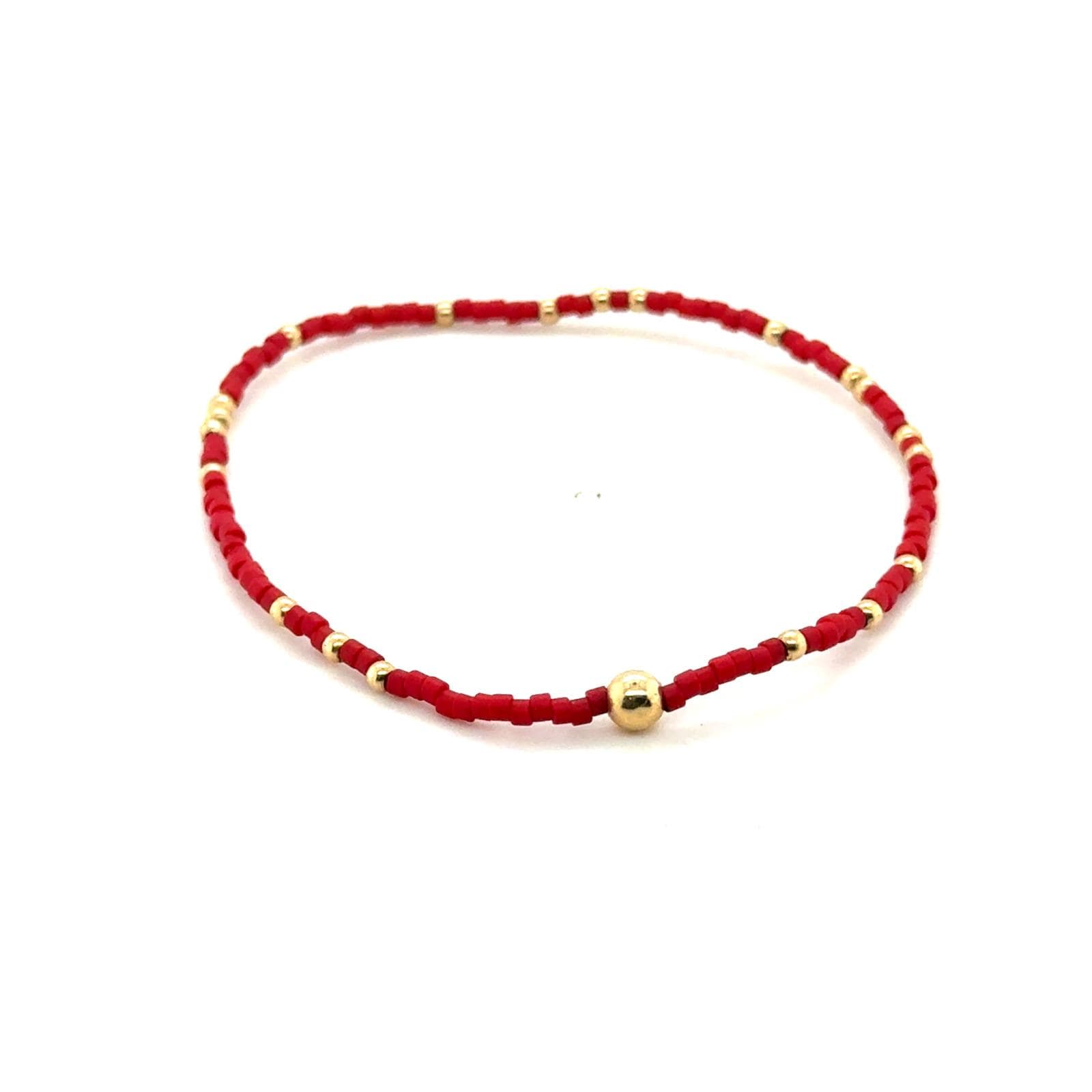 Enewton Hope Unwritten Red Seed Bead 14kt Gold Filled Stretch Bracelet 6 Inch