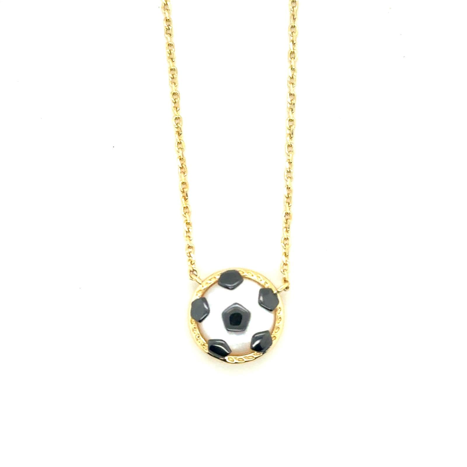 Kendra Scott Reversible Soccer Ball Necklace Mother of Pearl Gold Tone